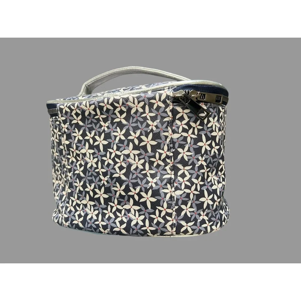 Nicole Miller New York Blue Floral Cosmetic Bag Travel Toiletry Case 9x6x6